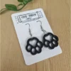 Black Resin Cat - Dog Paw Print Earrings (4)